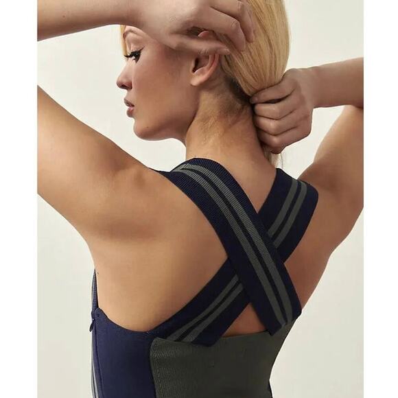 Maeve Anthropologie Sleeveless Sporty Stripe Mini Dress Size XL Blue Green NWT - Picture 2 of 11